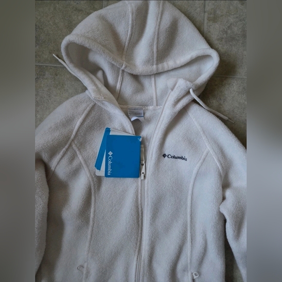 For sale womens white fleece hoodie full zipper Columbia jacket size Small - Picture 2 of 4